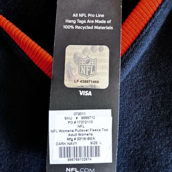 NWT NFL Proline Chicago Bears Pull Over Embroidered Hoodie Women’s Size Large ￼ - Picture 10 of 13